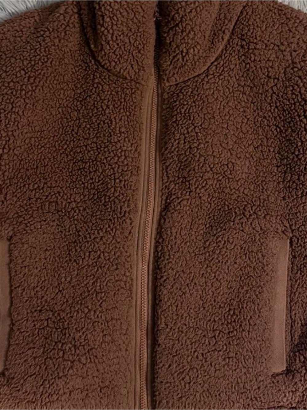 American Eagle Outfitters Brown Sherpa Zip-Up Jacket